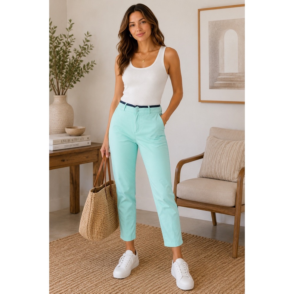 Cartonnier Anthropologie Coastal Mint Green Chino Preppy Pants‎ Size 12